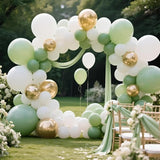 100pcs Sage Green and Gold Balloons 12 inch Latex Party Balloons with