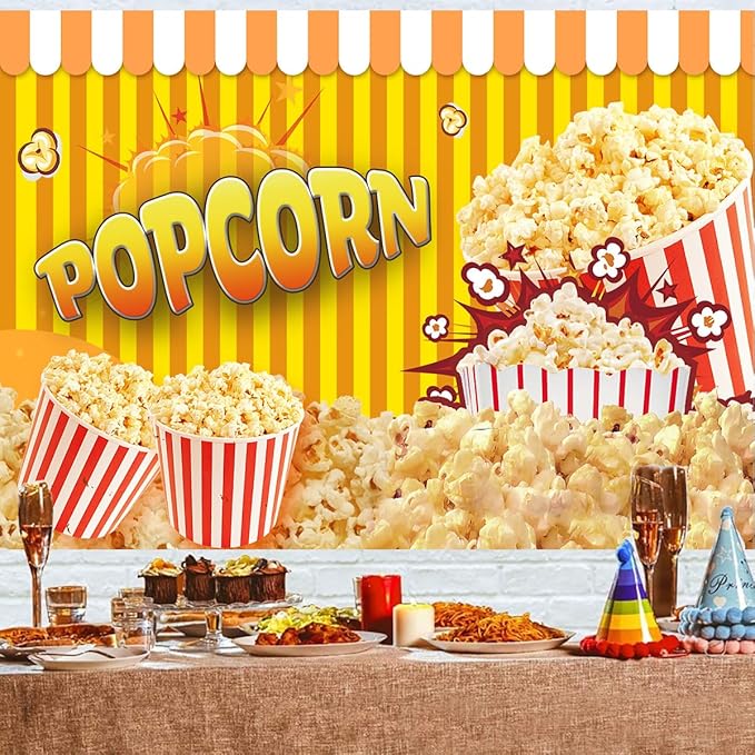 Popcorn Backdrop for Party Photography Movie Night Circus Carnival