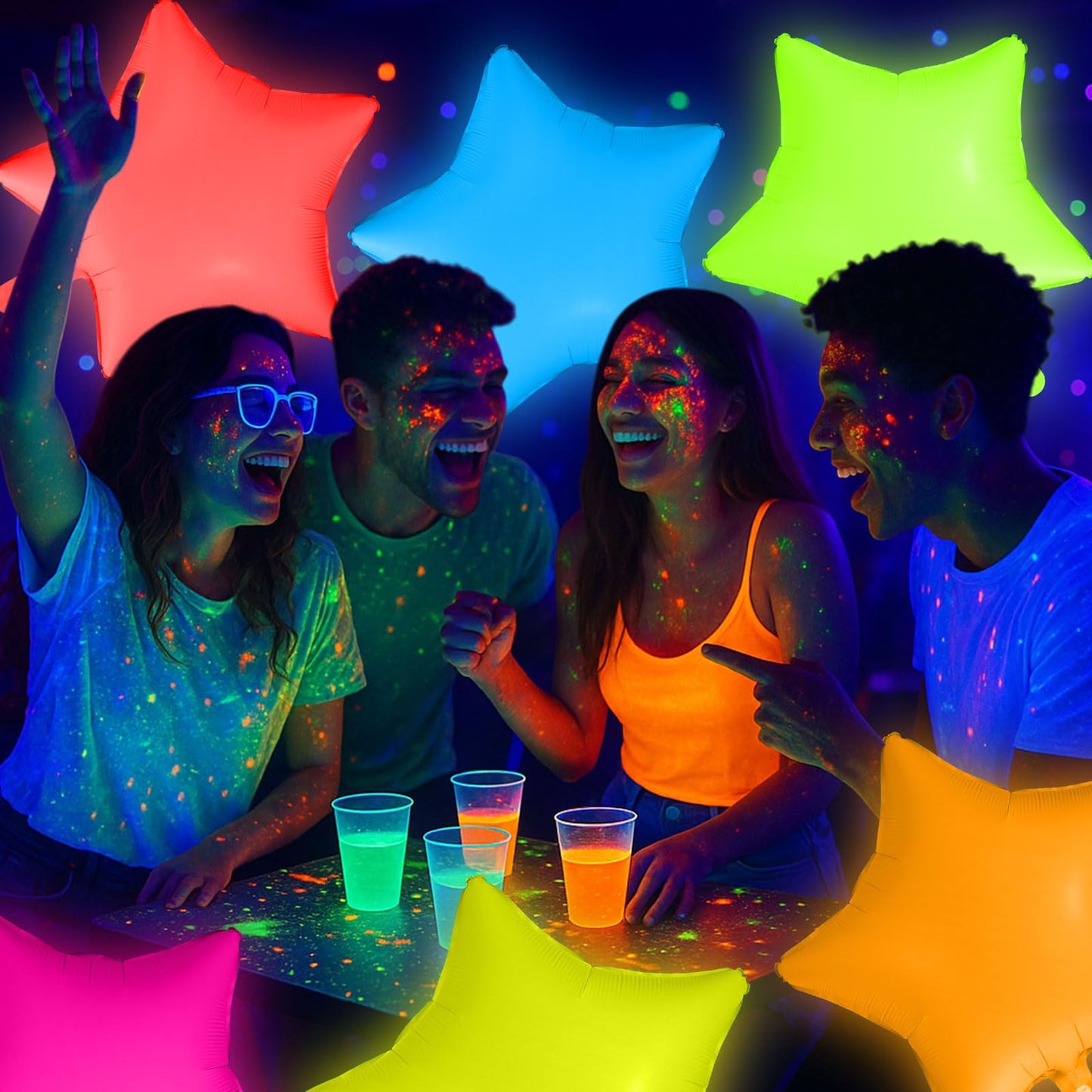 Vertintong 12 Pcs Star Glow in The Dark Neon Balloons Foil Birthday