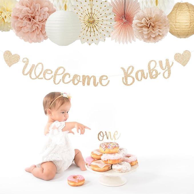 Champagne Gold Fall Boho Baby Shower Party Decorations 21pcs Girls