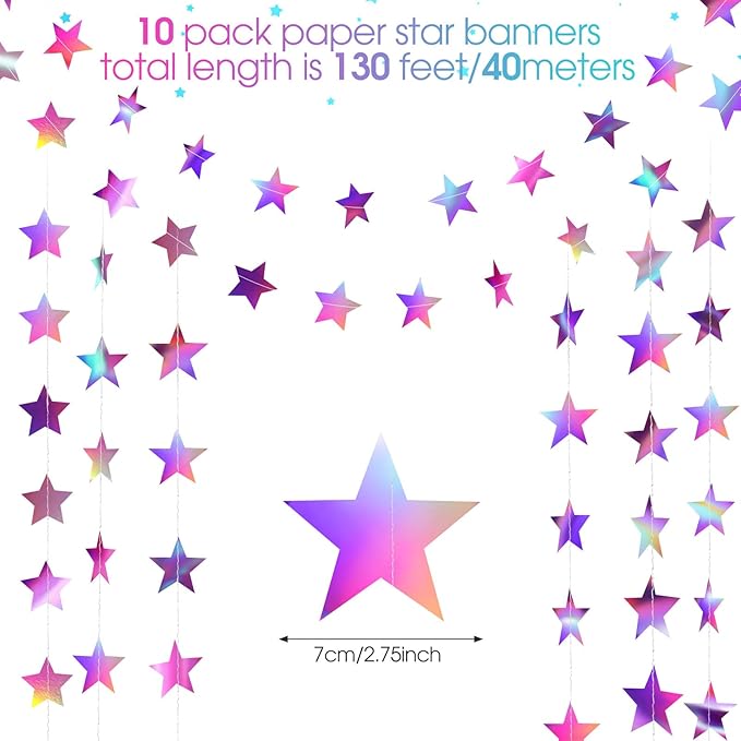 Patelai Glitter Star Garland Banner 2026 Graduation Decor 130 Feet #19