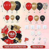Amandir 153pcs Red Black Gold Balloon Garland Arch Kit, Different