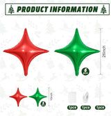 Red Green Christmas Balloons,12Pcs Four Angle Star Foil