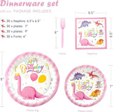 120 Pcs Pink Dinosaur Birthday Party Plates Napkins Girls Dinosaur