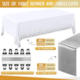 Breling 24 Packs White and Silver Disposable Plastic Tablecloths and