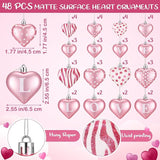 36 Pcs 2 Size 1.8/2.4 inch Valentines Day Heart Ornaments 8