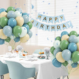 60pcs Blue and Green Balloons - Sage, Dusty Blue, Pastel Green, Nude
