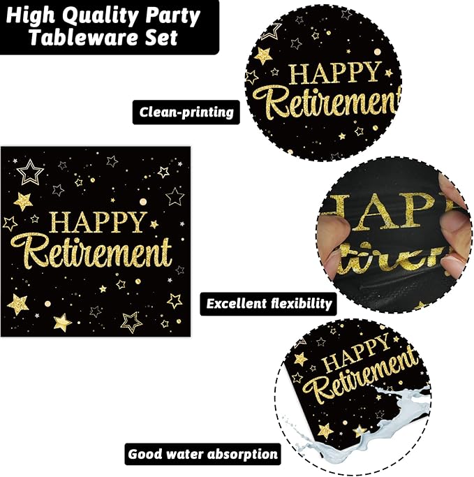 50 Guests Retirement Party Decorations Retirement Plates Napkins Set