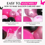 Pink and Black Balloon Arch Kit, Hot Pink Black Light Pink Metallic