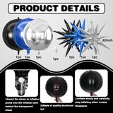 6Pcs Black Blue Silver Foil Balloons,22Inch Black Blue 4D Round Ball