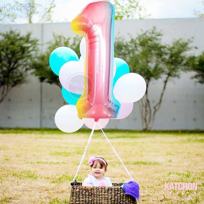 KatchOn, Giant 40 Inch, Rainbow Number 1 Balloons - Number One
