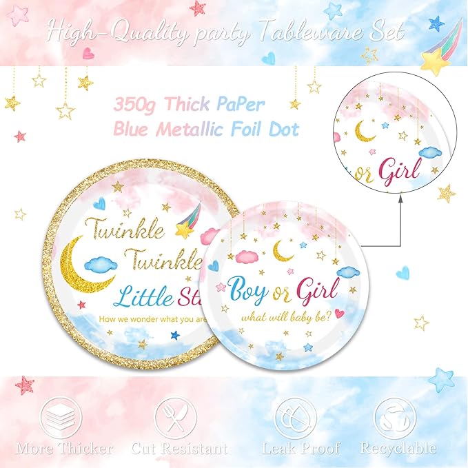 96Pcs Twinkle Twinkle Little Star Gender Reveal Party Supplies