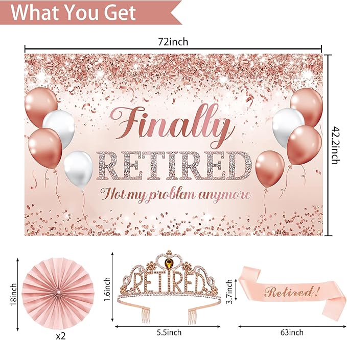 Rose Gold Retirement Decorations for Women 30pcs Retirement Party