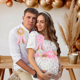 Boho Baby Shower Maternity Sash Kit - Pink Neutral Baby Shower Belly