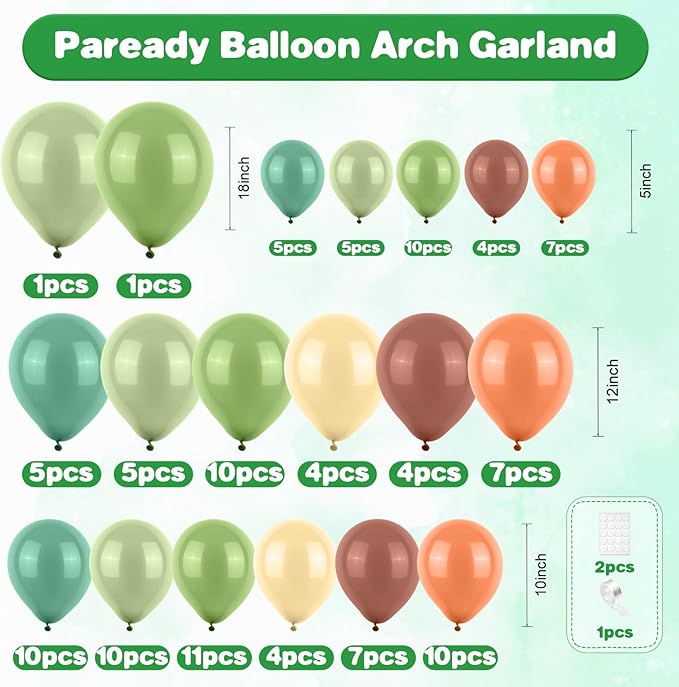 Dinosaur Balloon Arch 120 Pcs Dino Balloon Arch Garland Kit Olive