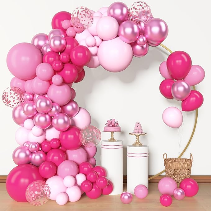 Amandir 153 Pcs Pink Balloon Arch Garland Kit, Different Sizes 18 12