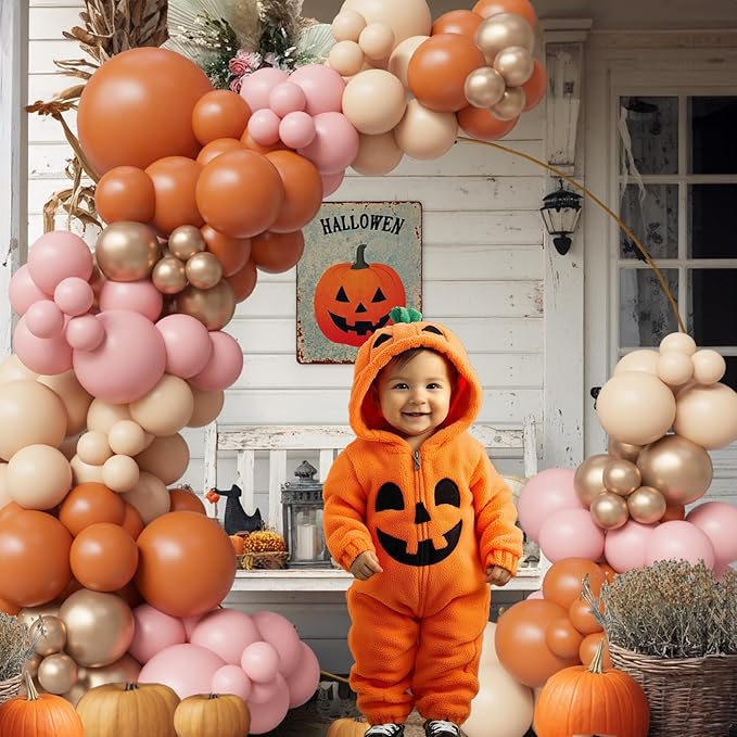 145PCS Fall Pink Balloon Arch Kit Boho Baby Shower Decorations for