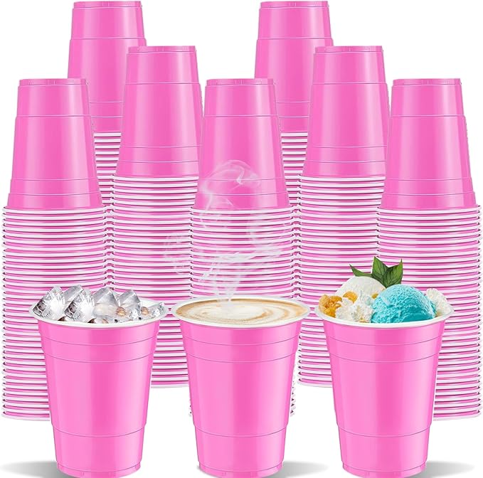 120 pcs 16 oz Pink plastic cups Valentines Day plastic Cups 16 oz