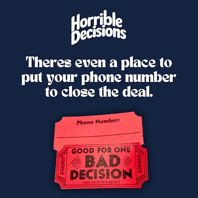Bad Decision Tickets – Funny Gag Gift & Party Icebreaker | 1000 Red