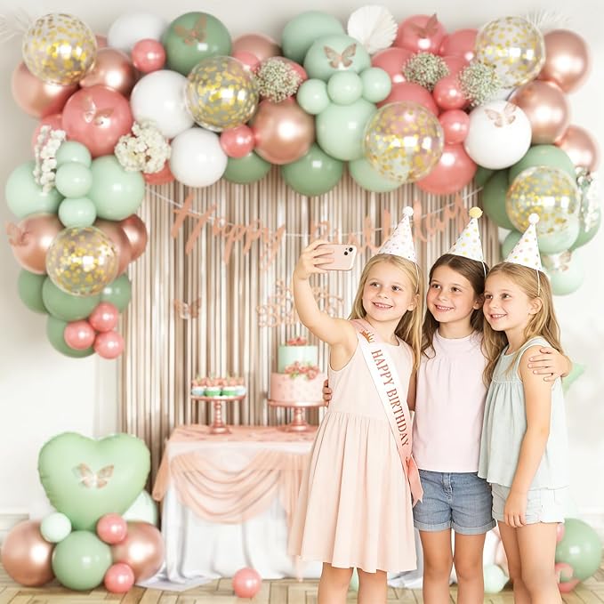 Sage Green and Rose Gold Birthday Party Decorations for Women Girls,