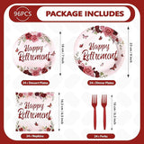 96Pcs Burgundy Retirement Party Decorations Burgundy Rose Floral