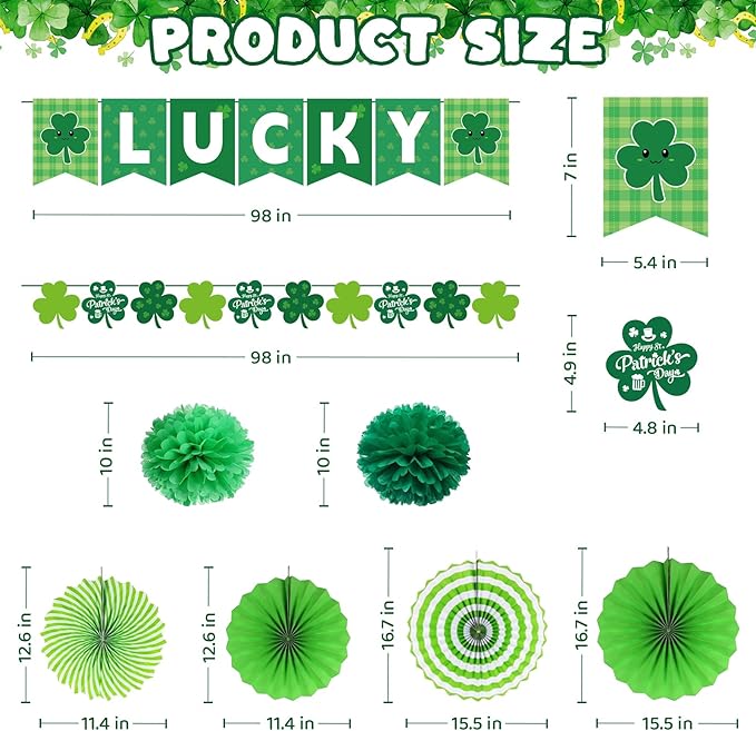 St Patrick's Day Decorations Set with Lucky Banner Shamrock Garland