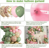 170Pcs Jungle Safari Balloons Garland Arch Kit Animal Printed Pink