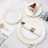 BESTVIP 175PCS Gold Plastic Dinnerware Set, Disposable Party Plates