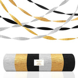 AOYOO Crepe Paper Streamers, 6 Rolls Black Gold and Silver Party