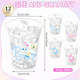 100 Pcs Gender Reveal Party Plastic Cups 12oz Thick Clear Cup Pink