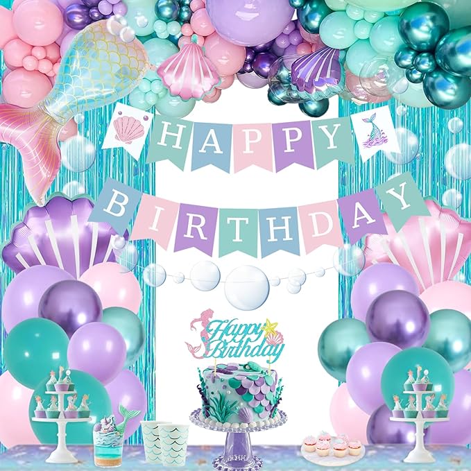 Mermaid Birthday Decorations Birthday Decorations for Girls Women