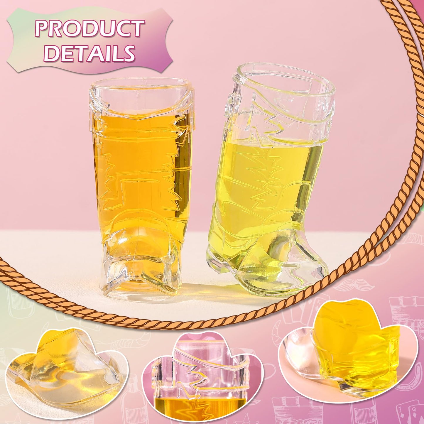 Vesici 20 Pcs Mini Cowboy Boot Shot Glasses Western Cowgirl Shot Boot