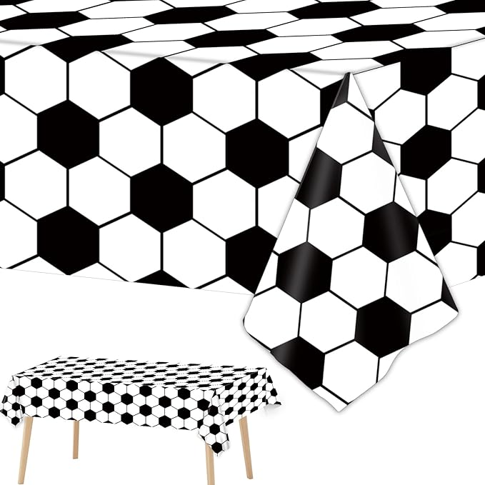 Tevxj 3 Pieces Soccer Party Tablecloths for Soccer Birthday