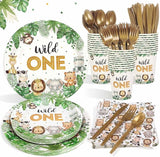175 Pcs Wild One Birthday Decorations Plates Set 25 Guests Safari