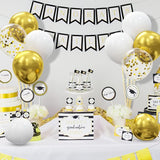 62pcs Gold White Balloons Kit - 12 Inches Gold White Confetti Party