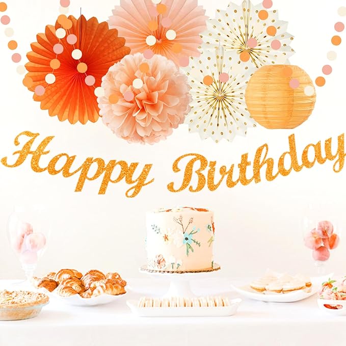 Orange Beige Fal Boho Birthday Party Decorations 21pcs Autumn One