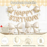 Biapian Apricot Happy Birthday Balloon Banner, 38Inch Bow Aluminum