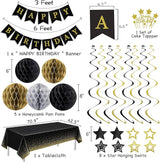 Black Gold Birthday Party Decorations Supplies Happy Birthday Banner