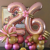 40 Inch Rose Gold Foil Balloon Number 2, Large Self Inflating Number
