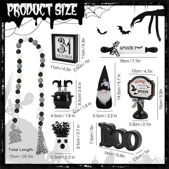 Halloween Decorations 8PCS Tiered Tray Decor Cute Tabletop Halloween