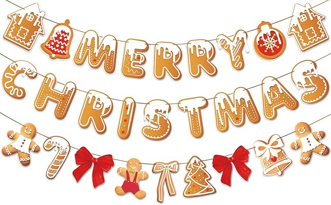 PAPER JAZZ Gingerbread Christmas Decoration Merry Christmas Banner 3