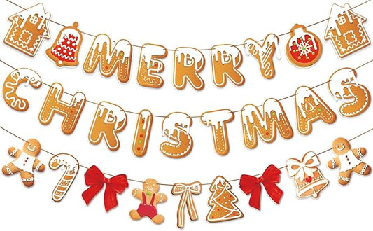 PAPER JAZZ Gingerbread Christmas Decoration Merry Christmas Banner 3
