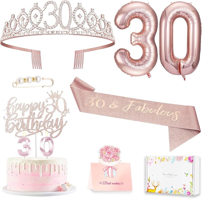 30th Birthday Decorations for Her 30th Birthday Sash and Crown Cake