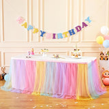 Rainbow Table Skirt for Birthday Party 6ft Unicorn Tulle Tutu Table