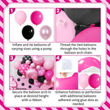 Pink and Black Balloons Arch Balloons Garland with Bow Heart Foil