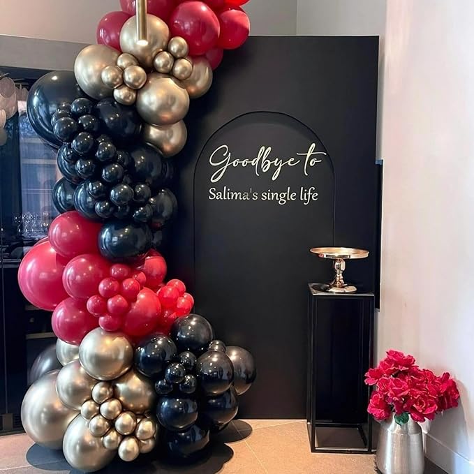 Red Black Gold Balloon Arch Garland Kit Leopard Cheetah Print Party