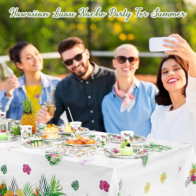 452 Pcs Hawaiian Party Decorations Tropical Luau Paper Plates