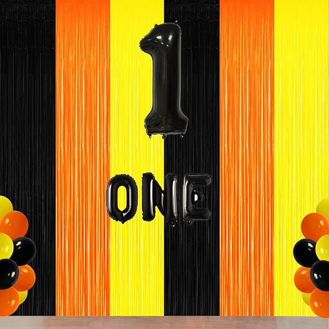Construction Birthday Party Decorations Orange Black Yellow Foil