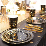 142 piece black and gold party supply set Gold polka dot party