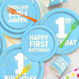 1st Birthday Decorations Boy Baby Blue Party Supplies Kit for 16